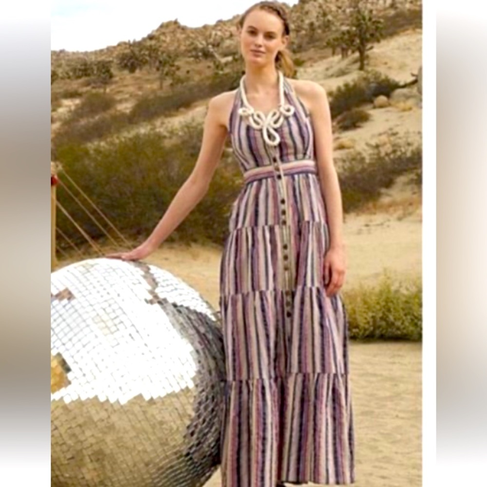 Maeve Striped Halter Maxi Dress